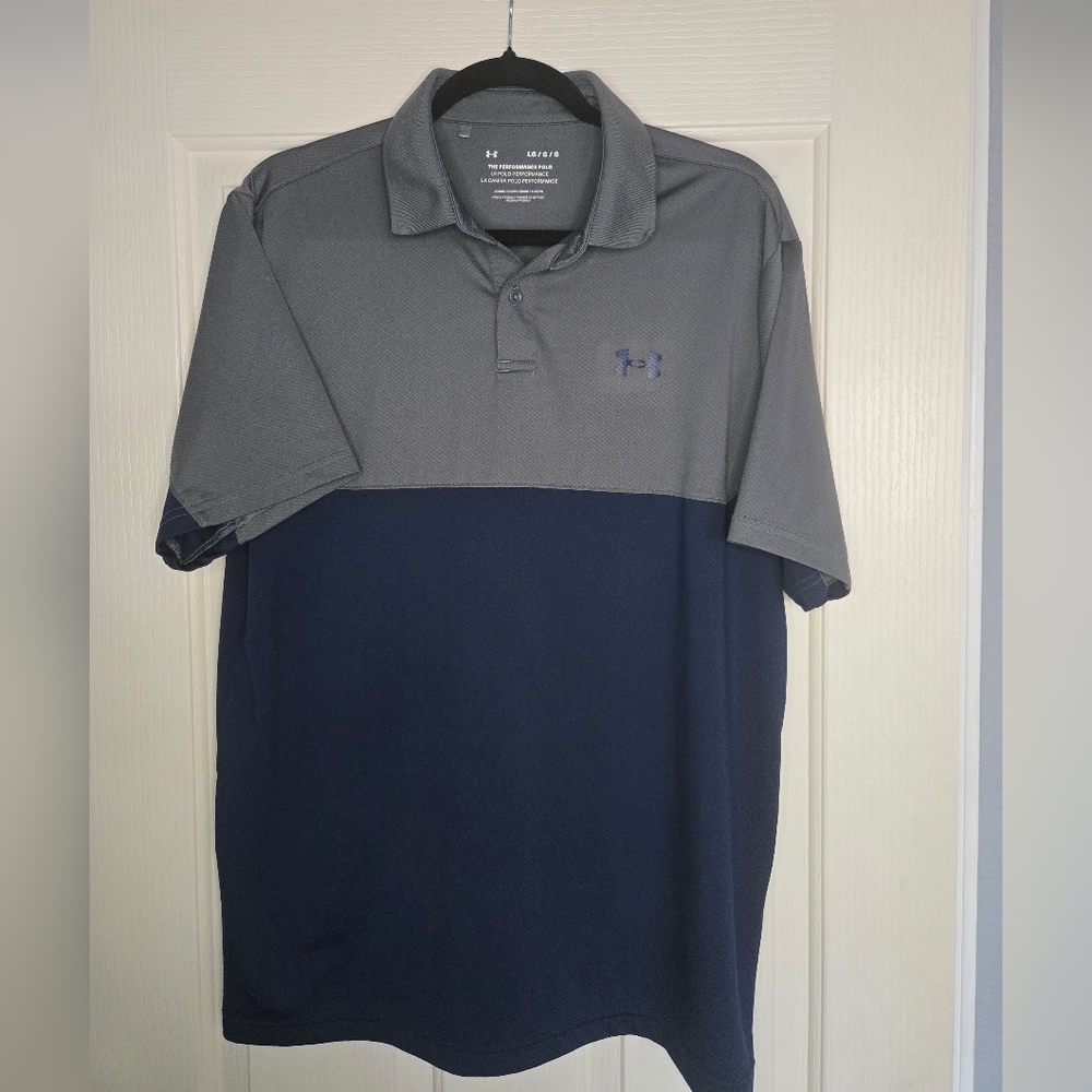 Under Armour Men's Gray and Blue Polo Shirt